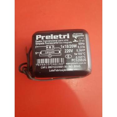 Imagem de Reator Convencional Para lâmpada Fluorescente 18w ou 20w - 220v - Prel