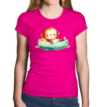 Imagem de Baby Look Algodão Ursinho Bebê Na Piscina  - Foca na Moda, Rosa, GG