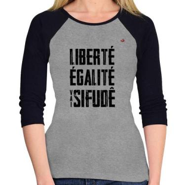 Imagem de Baby Look Raglan Liberté, Égalité, Vai sifudê Manga 3/4 - Foca na Moda