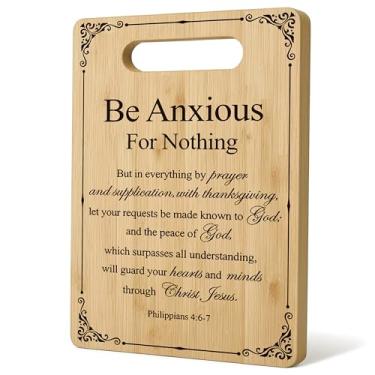 Imagem de WNAGT Tábua de cortar cristã, tábua de cortar versículo bíblico de Filipenses 4: 6-7, presentes cristãos para mulheres, presentes baseados na fé, decoração de cozinha cristã, tábuas de corte