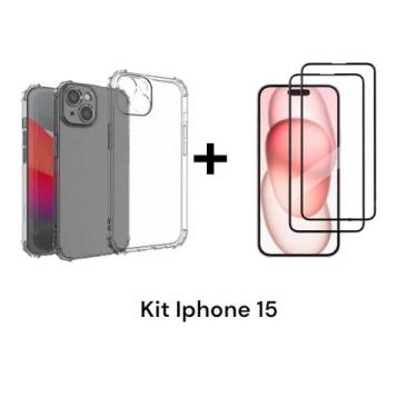 Imagem de 1UN Capinha Silicone Anti Impacto Para Iphone 15 + 2UN Película De Vid