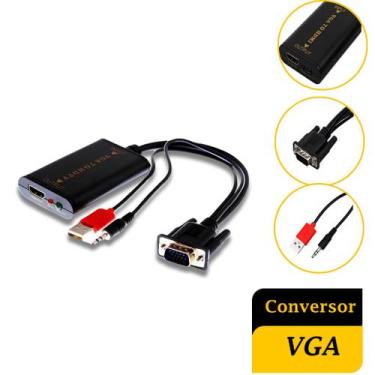 Imagem de Conversor VGA Macho Para Hdmi Fêmea Com Áudio Premium - Altomex