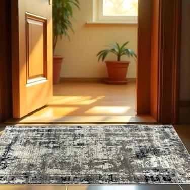 Imagem de 1 Tapete Capacho Belga Grande Limpa Seca Es Mo 66 x 110 Vr (D3Mod Bege Cinza Preto Marfim Moderno Manchado Abstrato)