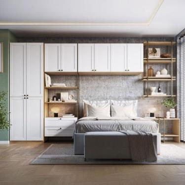 Imagem de Guarda-Roupa Casal Modulado Infinity 10 Portas 2 Gavetas Savana/Branco