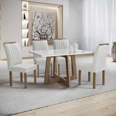 Imagem de Mesa Arizona 120cm Com 4 Cadeiras Arizona Tampo Smart Plus Com Vidro Chocolate-off White-gelo