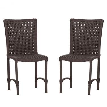 Imagem de 2 Cadeiras De Jantar Cannes De Alumínio Pintura Marrom Trama Marrom