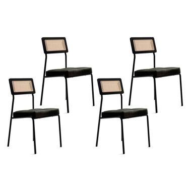 Imagem de Kit 4 Cadeiras Sala Jantar 1741 4 Uni Pretografite Preto Carraro