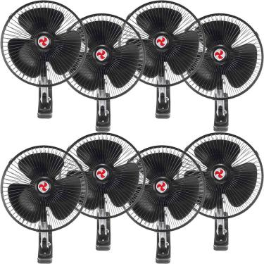 Imagem de Kit 8 Mini Ventilador Veicular 12V 20cm 8 Polegadas Preto Oscilante para Carro Ônibus Caminhão Gici Auto