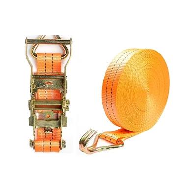 Imagem de Amarra de Catraca Premium Strap 5cm X 10m Com Fivela de Metal e Gancho Sem Costura - Cinta para Chicote para Trailer, Caminhão, Transporte Carros (Preto 5cmx10m Conjunto completo)