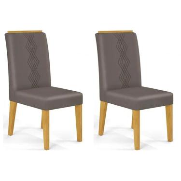 Imagem de Cadeira Sala de Jantar Yasmin Kit 2 un Cedro/Suede Lunar Grafite - DJ Móveis