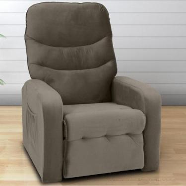 Imagem de Poltrona Reclinável para Descanso Rodes Veludo Cappuccino - CASA H