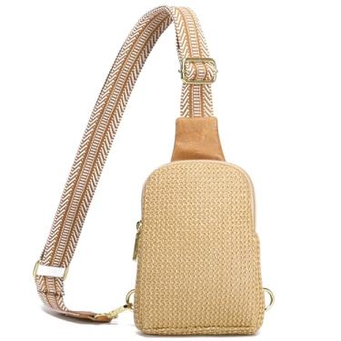 Imagem de Jonvikki Bolsas transversais de palha para mulheres 2025 Bolsa de praia de palha de verão bolsa tiracolo de ráfia, Caqui, Small, Conforto