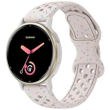 Imagem de Laband Pulseira de silicone esportiva colorida de 20 mm compatível com Garmin Vivoactive 6/Vivoactive 5/3/Forerunner 570 42 mm/165/55/245/645/Venu Sq 2/Venu, pulseira de plástico reciclado macia de