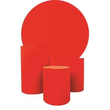 Imagem de kit Capa Trio de Cilindro + Painel 1,50m Decoração Festa - multicolorido Organização de Decoração para Festas(LARANJA)