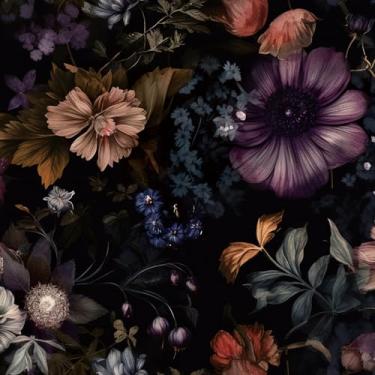 Imagem de ReWallpaper Moody Papel de parede floral descasque e cole papel de parede escuro vintage para quarto, autoadesivo, floral escuro, decoração boho margarida, flores de peônia, adesivos de parede para