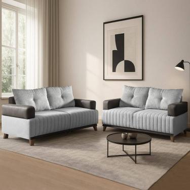 Imagem de Conjunto Sofá 3x2 Lugares Leona em Linho Bom Pastor