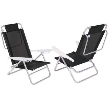 Imagem de Kit 2 Cadeiras Summer Reclinável 6 pos Alumínio Praia Piscina Camping - Mor