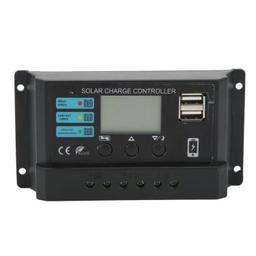 Imagem de Controlador solar GRCFUMO, controlador de painel solar, controlador solar de exibição LCD transparente, controlador de carregamento fotovoltaico, aptação de 12V 24V para casa, (20a)