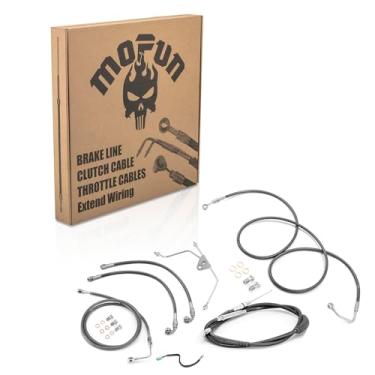 Imagem de Mofun Cabo de embreagem e linha de freio frontal ABS superior e inferior e extensão do acelerador por fio compatível com Harley Touring Street Electra Road Glide Road King 2009-2013, serve para guidão