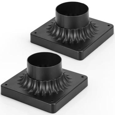 Imagem de MYHXQ Base De Montagem Para Poste Iluminação Externa, Pacote Com 2 Unidades, Píer Alumínio Fundido Tradicional E Acabamento Preto Fosco, 14 Cm Largura X 7,3 Altura