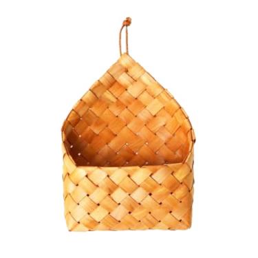 Imagem de Cesta de parede para pendurar na parede recipiente de tecido de bambu para decoração de casa e jardim de flores.