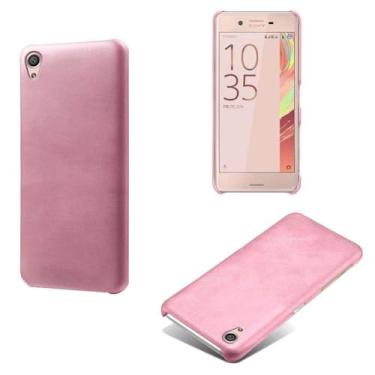 Imagem de Capa para Sony Xperia XA,Proteção contra quedas,Casca de volta de cor sólida simples,Design de couro de imitação de plástico-Pink