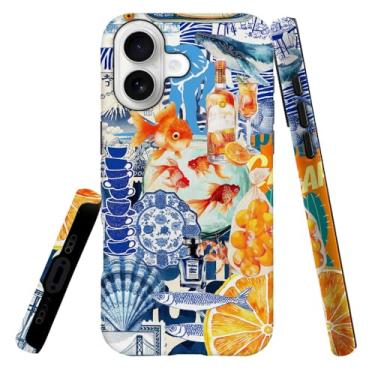 Imagem de Capa compatível com L16QX, capa rígida híbrida de 2 camadas, macia à prova de choque para meninas e mulheres, colagem de frutas e concha de tubarão