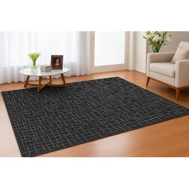 Imagem de Tapete Grande 2m – Moderno, Antiderrapante, Confortável e Fácil de Limpar, Ideal para Ambientes Internos (Rustico Preto)