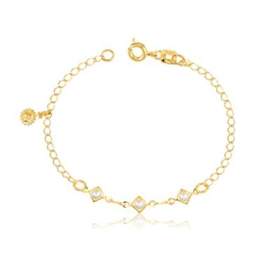 Imagem de Pulseira Infantil Losangos com Detalhe de Pérolas (15cm)