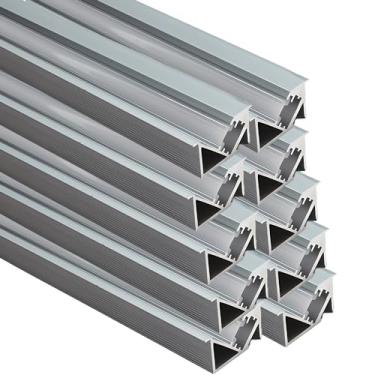 Imagem de JARBIH Perfis de alumínio embutidos LED de 1 m, 10 pacotes em forma de YW 45º feixe oblíquo luz de armário invisível, cobertura leitosa para armário de vinho (cinza)