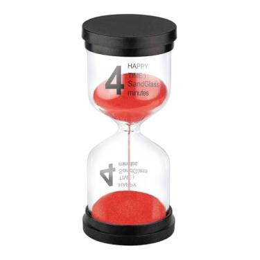 Imagem de SuLiao Ampulheta Temporizador de areia de 4 minutos, relógio de areia vermelha, relógio de areia de plástico cinco minutos, pequeno Reloj De Arena 4 Minutos, Sandglass de vidro colorido, jogos, sala