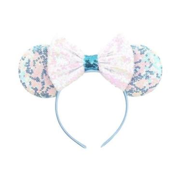 Imagem de Tiara De Orelhas De Rato Com Lantejoulas E Laço Para Meninas Com Pérol