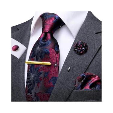 Imagem de Conjunto De Gravata De Seda Elegante Com Estampa Paisley E Abotoaduras