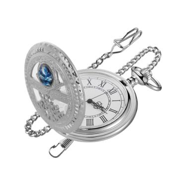 Imagem de Realpoo Relógio de bolso masculino de quartzo Three Small Gear, numerais arábicos, mostrador branco, relógio de bolso com corrente, CF-new23