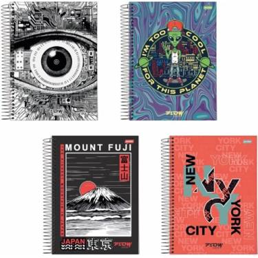 Imagem de Kit de Cadernos, Jandaia, 25 Matérias, Capa Dura, Flow, 400 Folhas, Pacote com 2