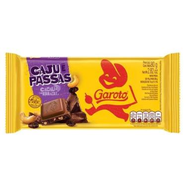 Imagem de Chocolate ao Leite Garoto Cajú com Passas 80g