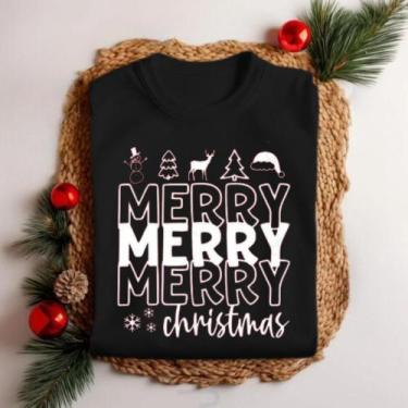 Imagem de Camiseta Unissex Natal Merry Christmas Vazado Festa Personalizado Esta