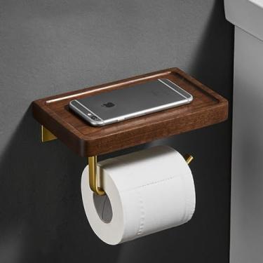 Imagem de Conjuntos de ferragens de banheiro de madeira e cobre, suporte de toalha, suporte de papel, gancho de barra de toalha, kit de acessórios de banheiro, prateleira de toalha 12 (suporte de lenço18)
