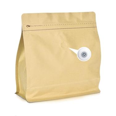 Imagem de Sacos de café de 50 unidades de 473 ml com válvula, sacos de embalagem de grãos de café ventilados de 50 kg, folha de alumínio de alta barreira, fundo plano, selado a calor, zíper lateral, saco de