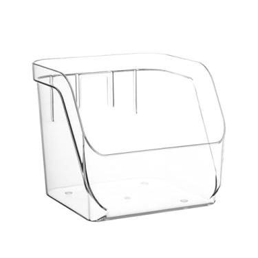 Imagem de Baoblaze Cesta de cozinha suspensa, cesta de armazenamento transparente, suporte de parede para alho pequeno, porta-tempero, organizador de temperos para casa