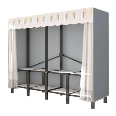 Imagem de YPDJVLTI Armário portátil guarda-roupa portátil armário de aço para roupas tecido grosso guarda-roupa armário para pendurar 170/192 cm/220 cm guarda-roupa dobrável armário espaçoso