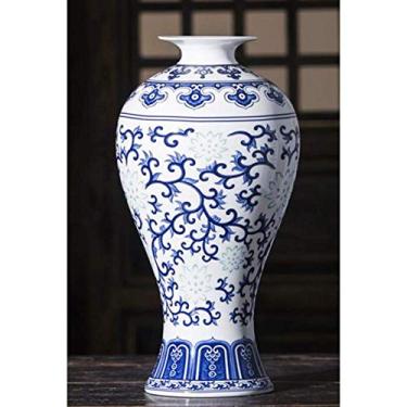 Imagem de Cerâmica simples e criativa pneu fino requintado azul e branco porcelana romã vaso novo chinês decoração sala de estar vaso de cerâmica, 2a