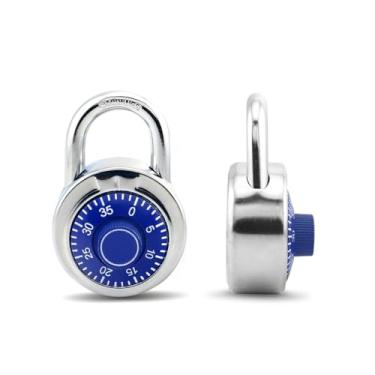 Imagem de LanuBe Cadeado combinado, 5 cm de largura, placa de mostrador azul de 7 cm de altura, exclusivo de 3 dígitos, pacote com 1 código para armário escolar, armário de academia, caixa de ferramentas