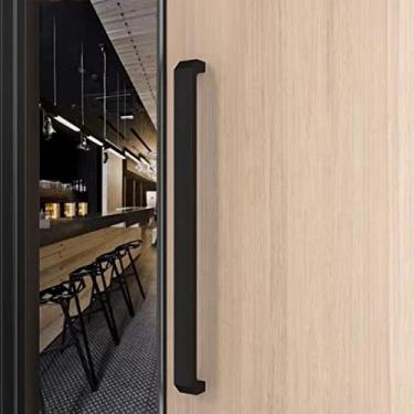 Imagem de Puxador de porta de entrada longo, puxadores de dupla face para porta de celeiro de vidro, para bar/lojas/galpão, portão de entrada de vidro, varão de barra de apoio (preto 60 cm/23,6 pol)