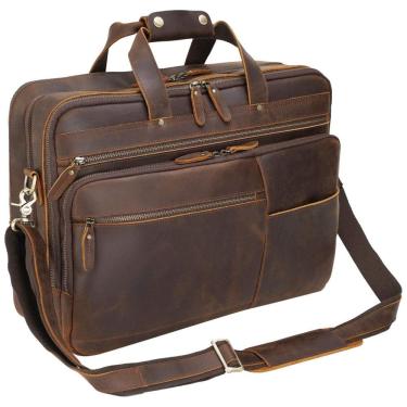 Imagem de Bolsa Carteiro Masculina de Couro Italiano Grosso para Laptop com 17,3 Polegadas, Polare autêntico