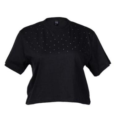 Imagem de Cropped Feminino Feliny Plus Size Aplicações Preto-Feminino