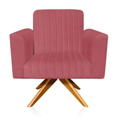 Imagem de Poltrona Giratória Viena Gomada Base Madeira Ma30 Cor Rose