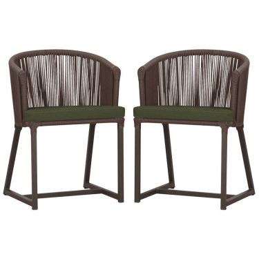 Imagem de 2 Cadeiras De Jantar Noronha Marrom Corda Náutica E13 Trama Marrom
