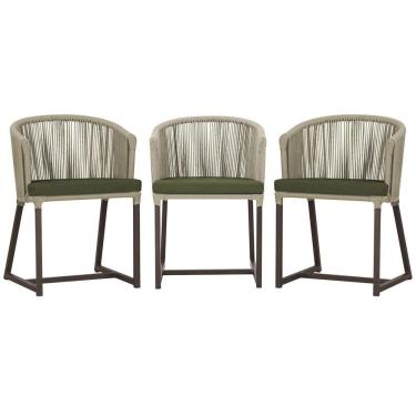Imagem de 3 Cadeiras De Jantar Noronha Marrom Corda Náutica E13 Trama Rami
