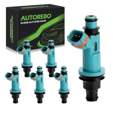 Imagem de Conjunto de 6 injetores de combustível FJ963 compatíveis com Lexus GS300 IS300 SC300 Toyota Supra L6 3.0L # 23209-46090 842-12268 23250-46090 84212268 23250468 090 2 320946090 1998 1999 2000 2001 2002